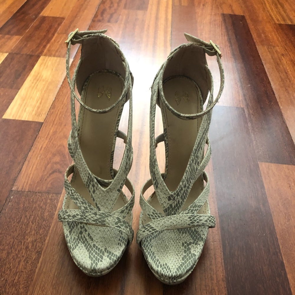 Faux snakeskin heels